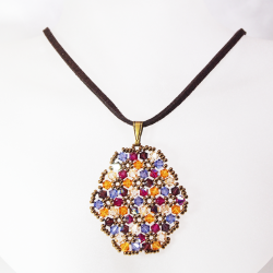 Pendant 65cm - Malvina Oval-Chocolate Suedine - Pendant 65cm - Laiton bronze